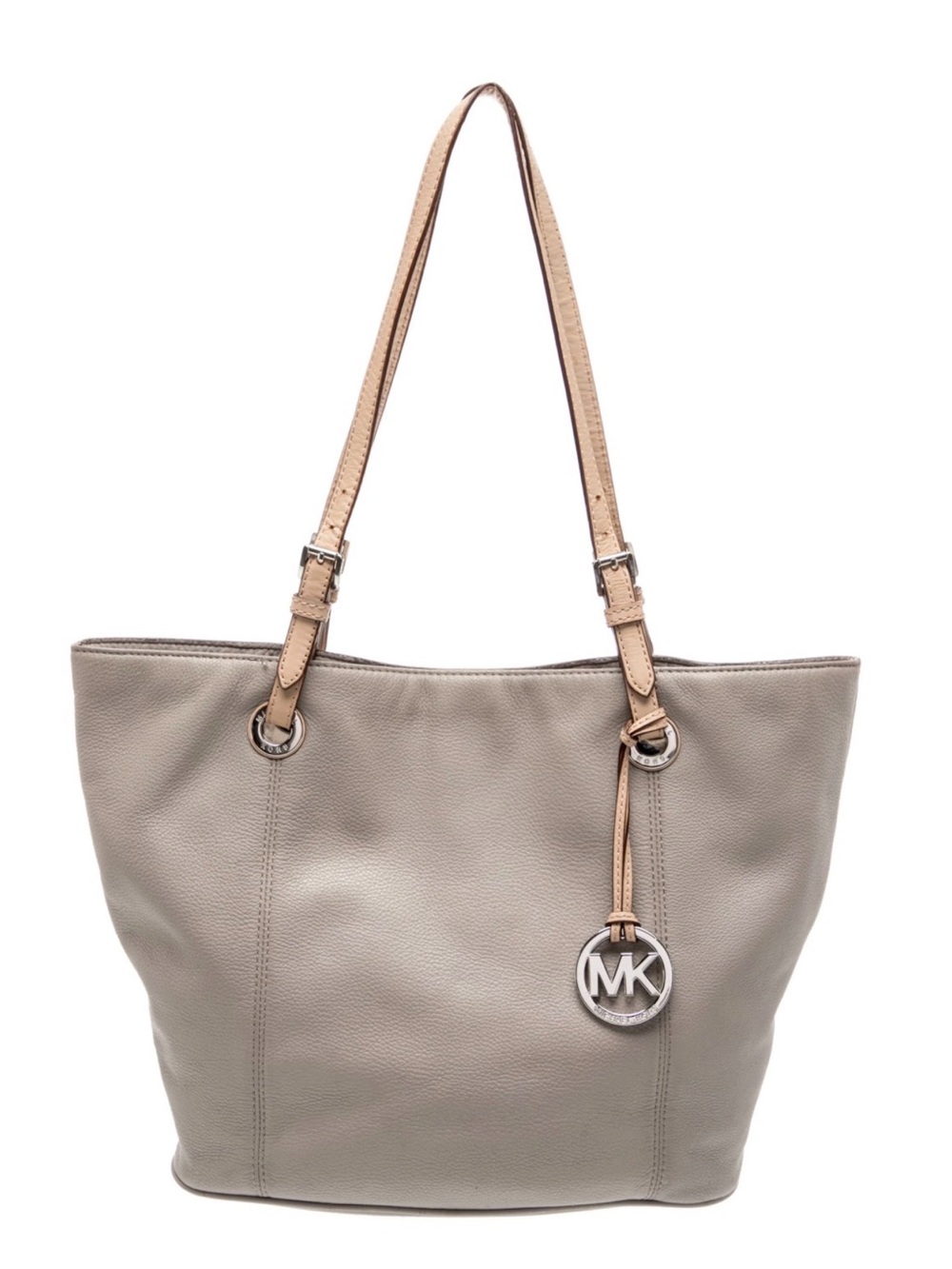 Michael Kors Pebbled Leather Tote Bag Gray Large Shoulder Purse MK Handbag